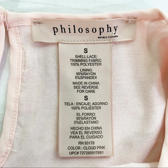 PHILOSOPHY Blush Pink Lacey Short Sleeve Top S - Picture 7 of 10